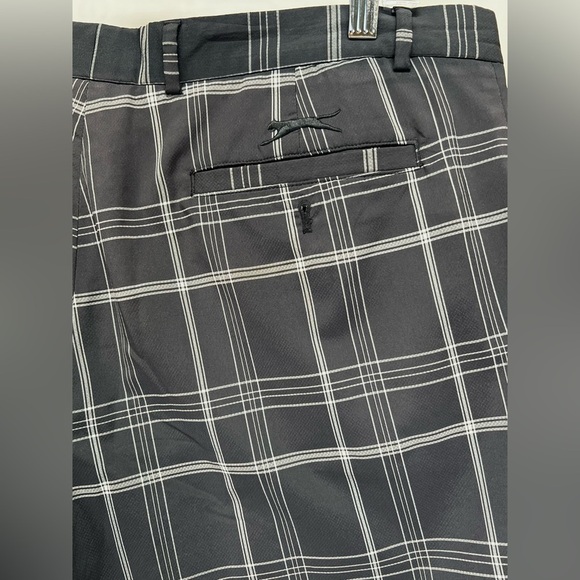 SLAZENGER Men's Black and White plaid flat front golf shorts size 38 - Picture 5 of 12